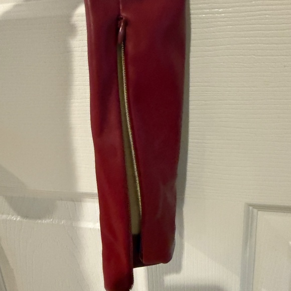 Zara Faux Leather Red Pants with Side Ankle Zippers Womens Size M - Picture 11 of 13